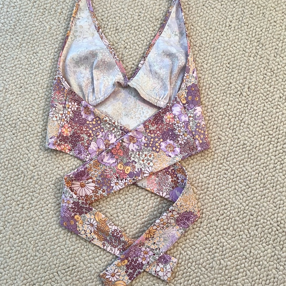 Altar'd State Pink and Purple Floral Halter Top - Picture 2 of 5